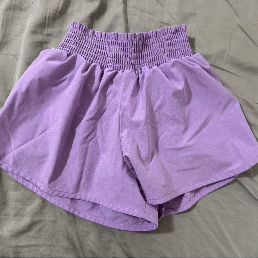 Purple Girl’s High-Waisted Shorts- Athletic shorts